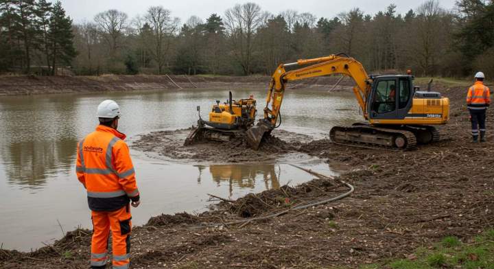 Curage de plan d'eau Landes